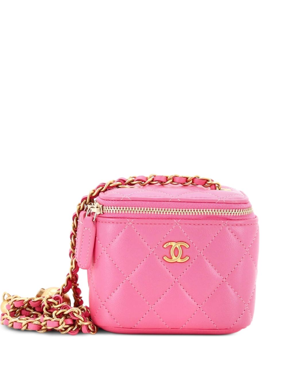 Pearl Crush Vanity Case with Chain Quilted Lambskin Mini clutch bag