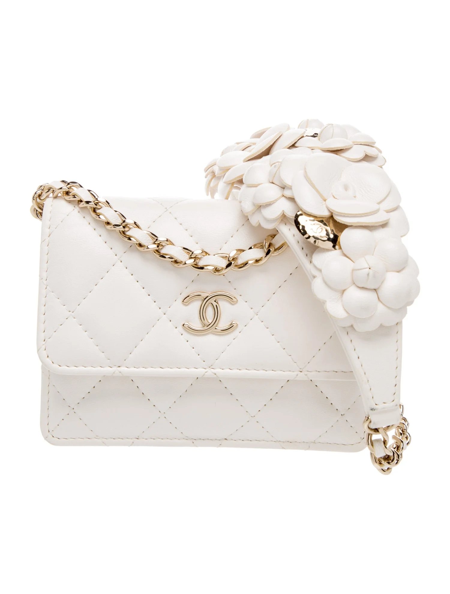 Quilted Wallet On Chain w/ Camellia Strap