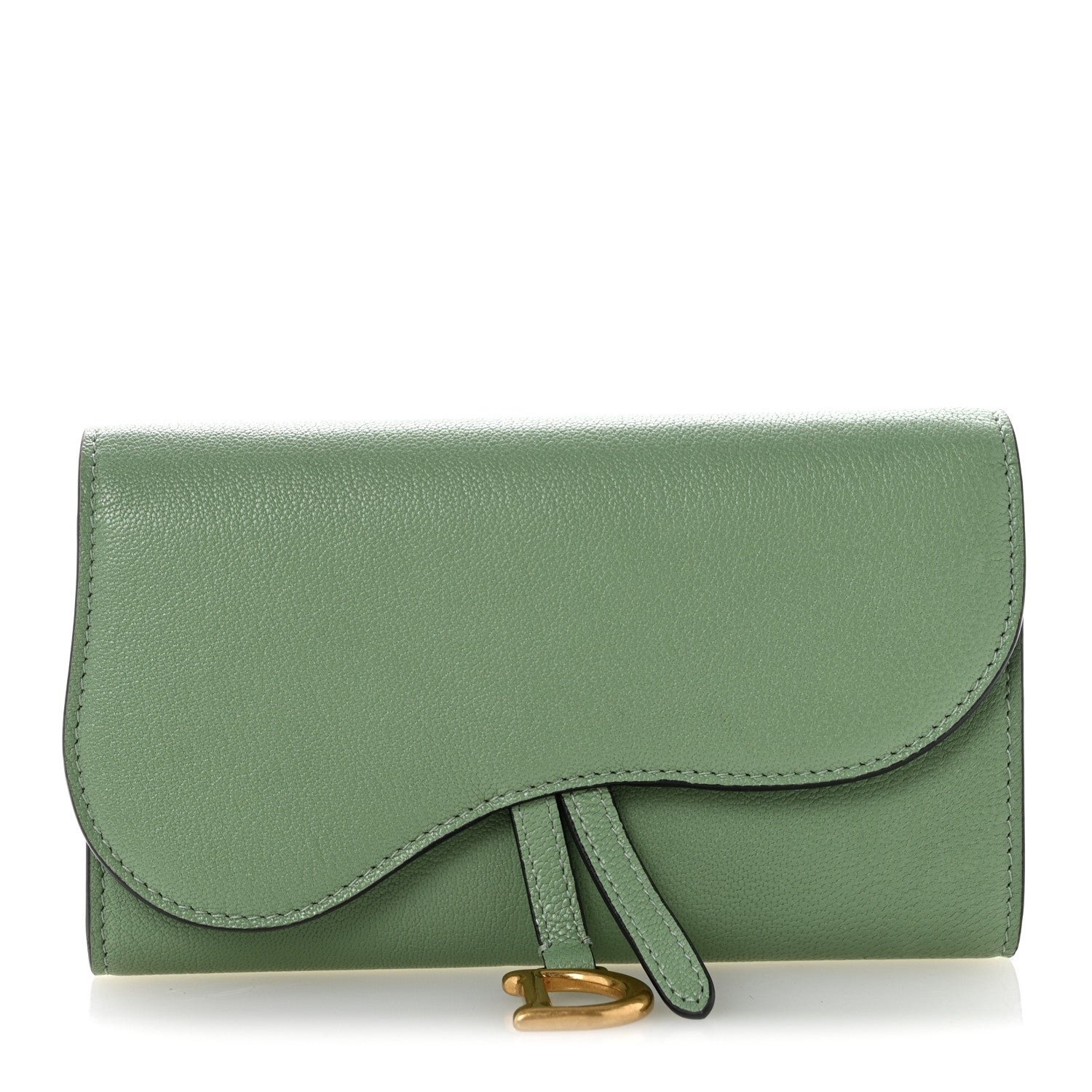 Christian Dior Goatskin Saddle Long Wallet Queen Mint