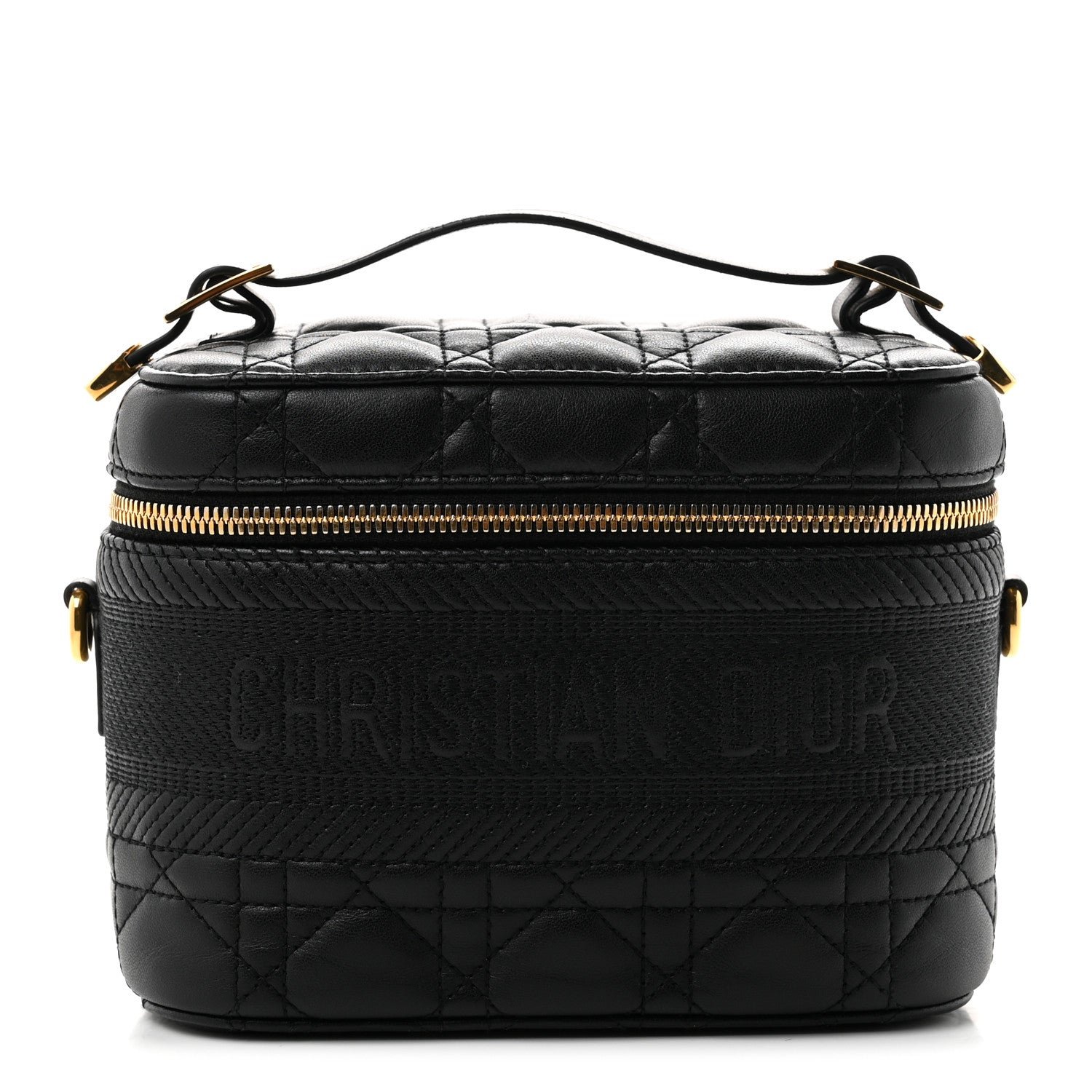 Christian Dior Lambskin Cannage Small Diortravel Vanity Case Black