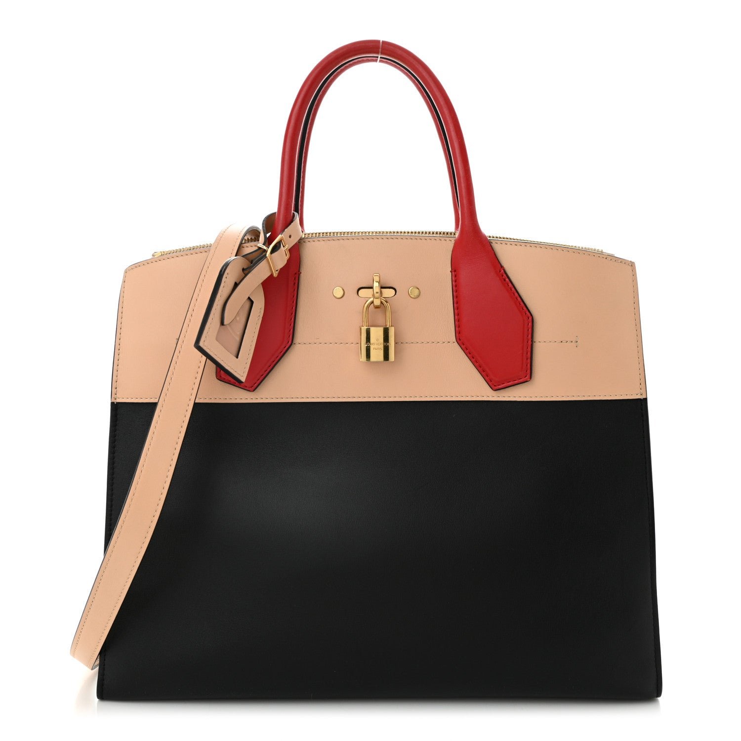 Louis Vuitton Calfskin City Steamer MM Black Creme Bourgogne