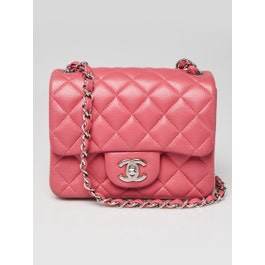 Chanel Chanel Pink Quilted Lambskin Leather Classic Square Mini Flap Bag