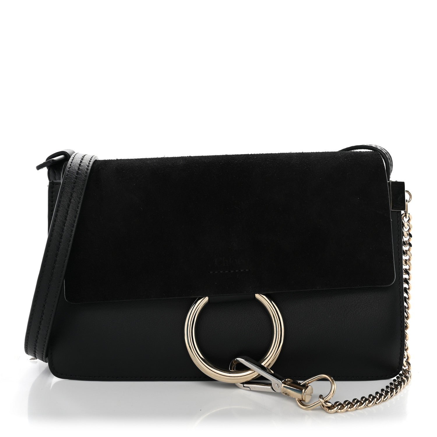 Chloe Chloe Suede Calfskin Small Faye Shoulder Bag Black