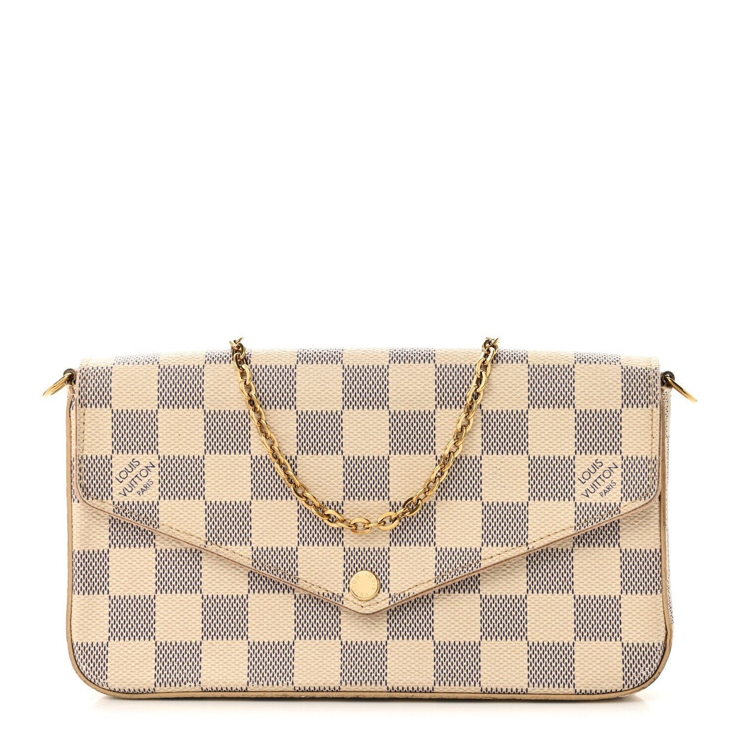 Louis Vuitton Damier Azur Pochette Felicie Chain Wallet Rose Ballerine
