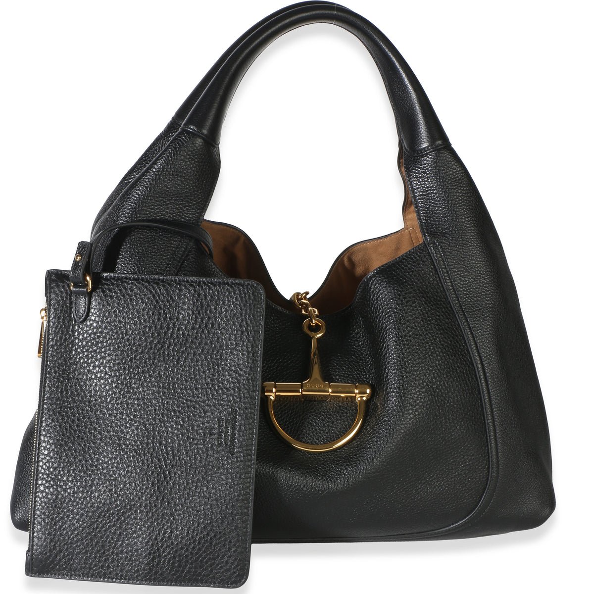 Black Grained Calfskin Softbit Maxi Shoulder Bag