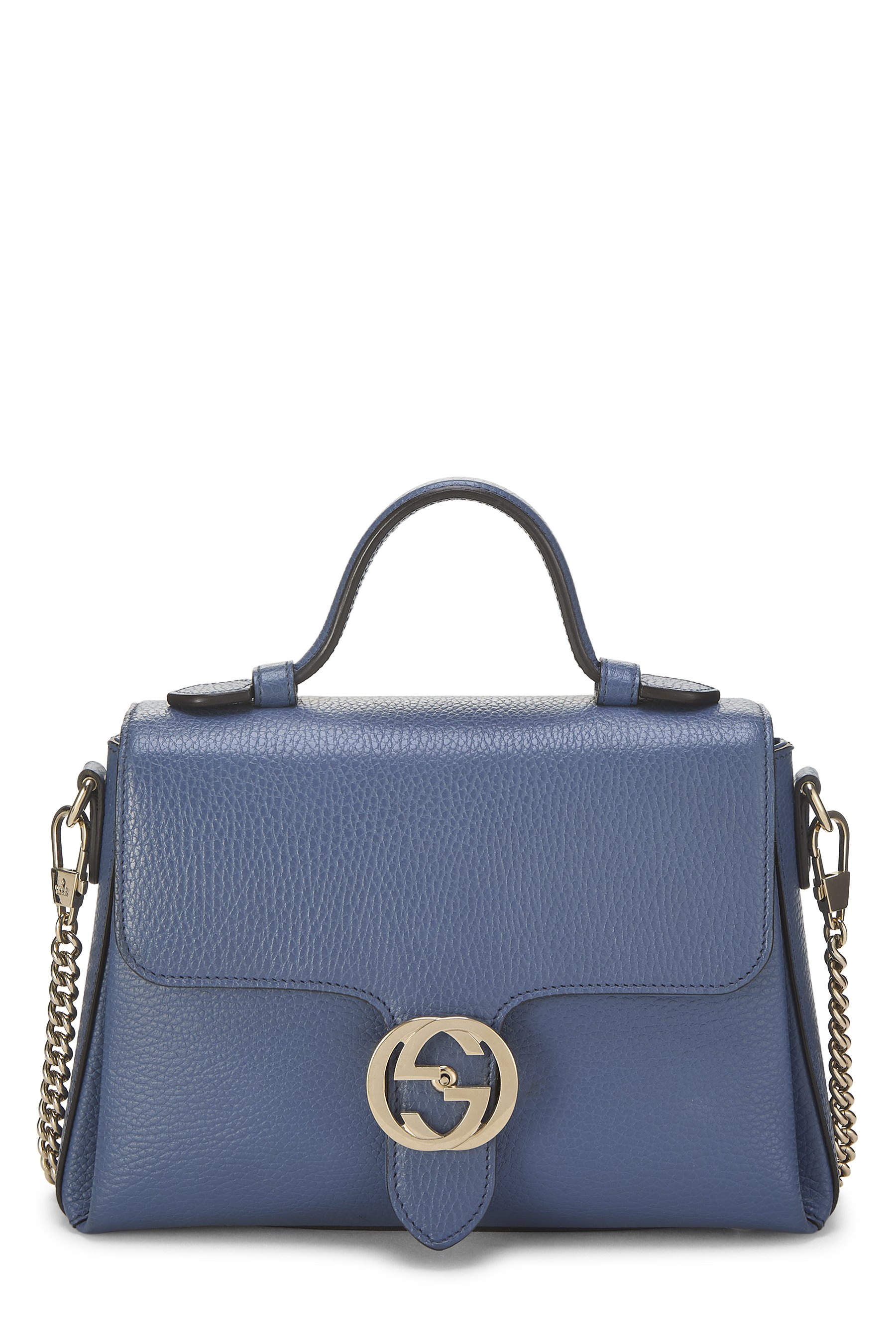 Red Leather Interlocking Top Handle Bag
