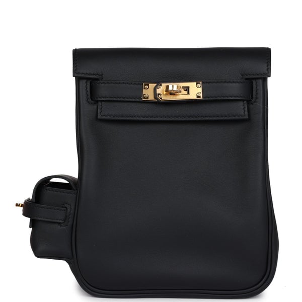 Hermes Hermes Mini Kelly Jump Backpack Black Swift Gold Hardware