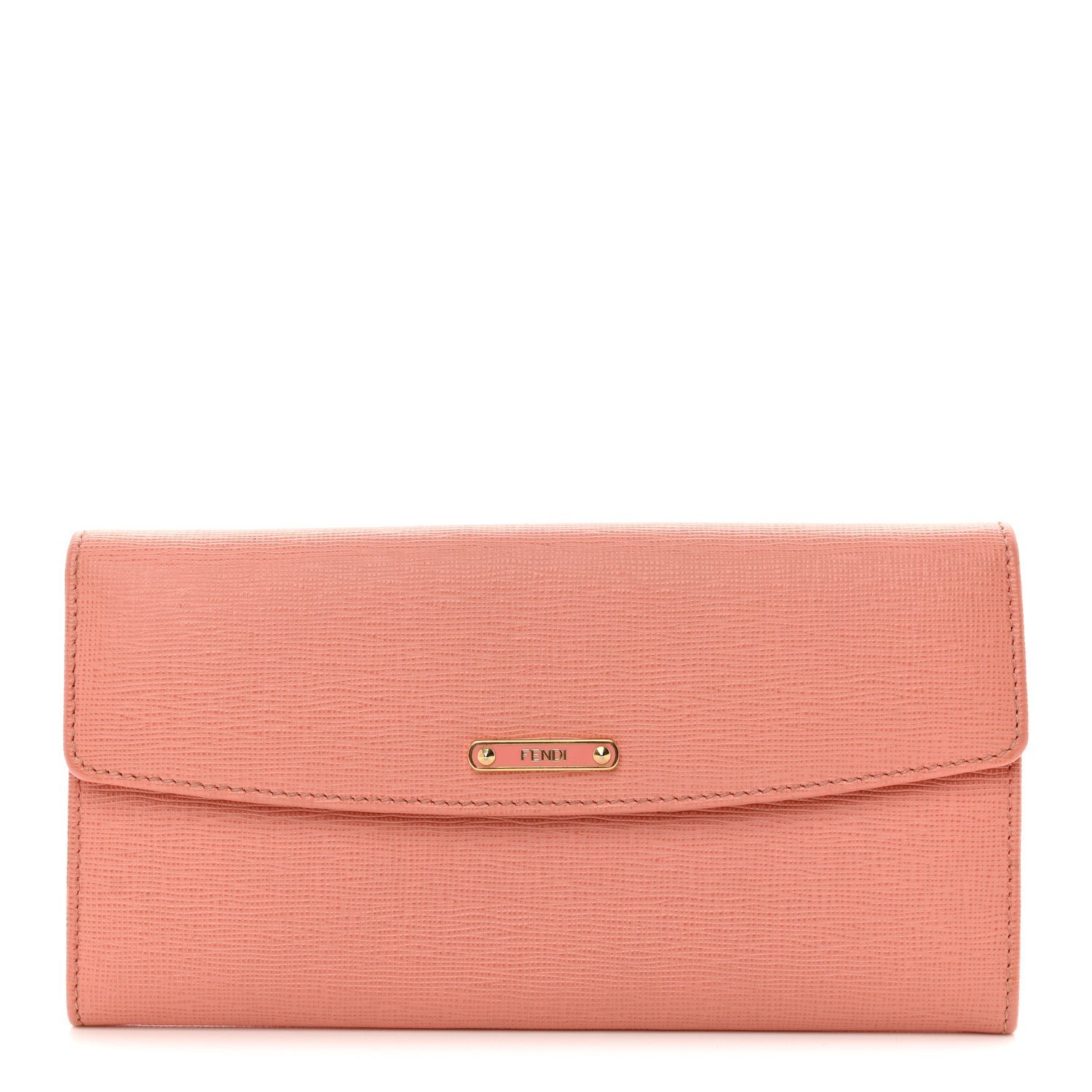 Fendi Vitello Elite Bi-Color Simply Continental Wallet Pesca White Plaster