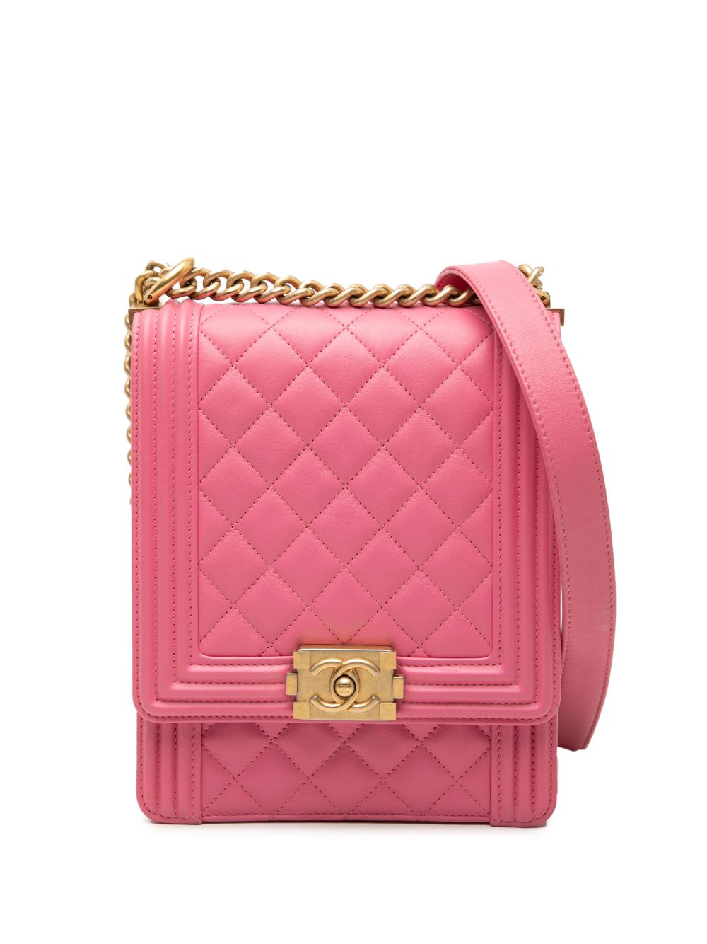 2018-2019 Quilted Lambskin North South Boy Flap crossbody bag