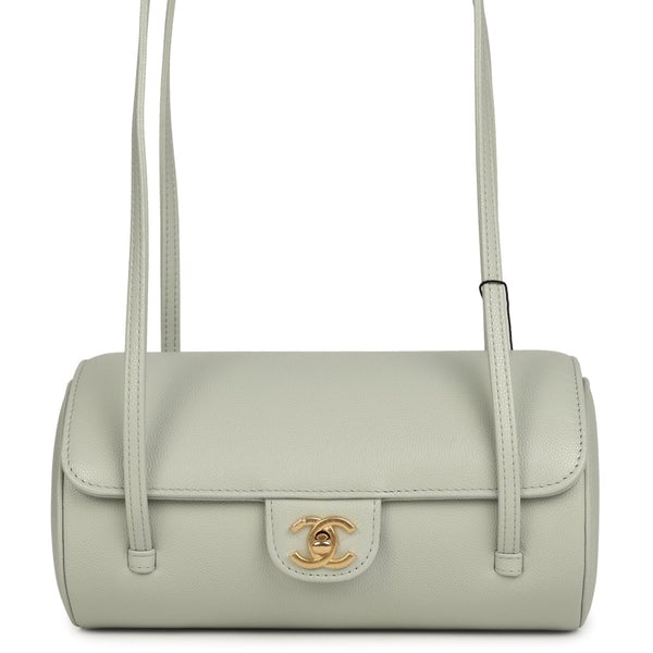 Chanel Preppy Coco Bowling Bag Light Green Shiny Caviar Brushed Gold Hardware