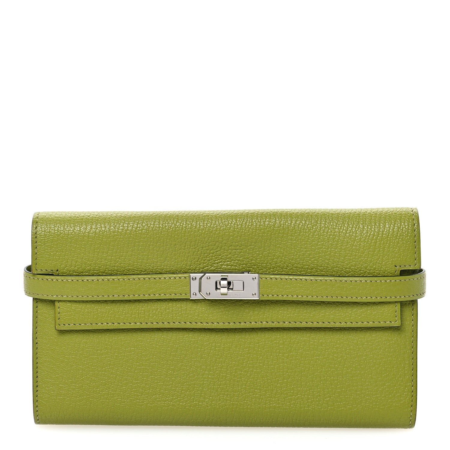 Hermes Chevre Mysore Kelly Longue Wallet Vert Anis