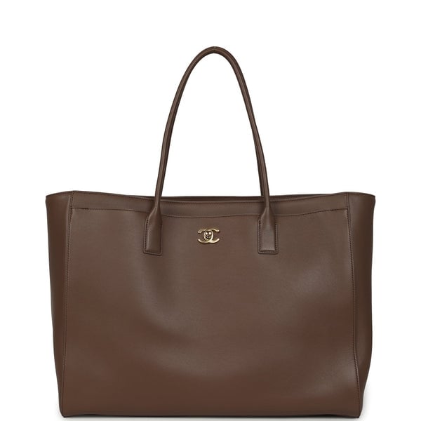 Chanel Large Cerf Shopping Bag Brown Calfskin Gold Hardware