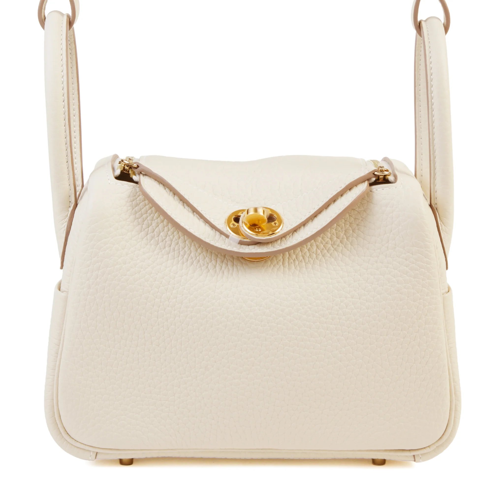 Brand New ( Rank N ) HERMÈS Mini Lindy II Craie (10) Clemence Gold hardware G (2026)