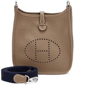 Hermes Etoupe Clemence Mini Evelyne II TPM 16 Palladium Hardware, 2024