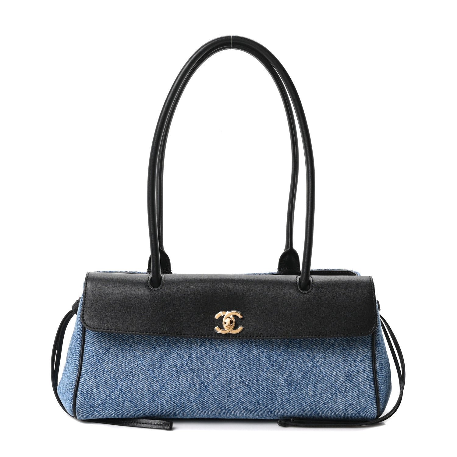 Chanel Calfskin Denim Stitched Urban Essentials Small Shopping Bag Blue Black