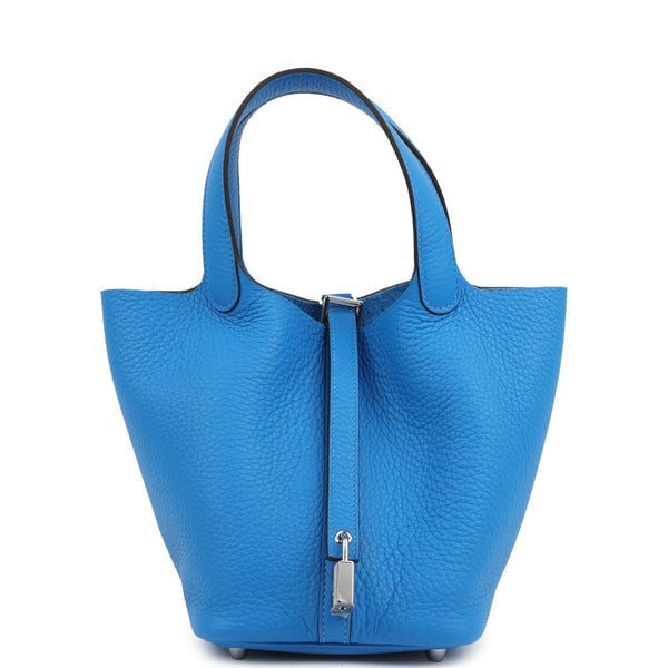 Hermes Hermes Picotin Lock 18 Bleu Hydra Clemence Palladium Hardware