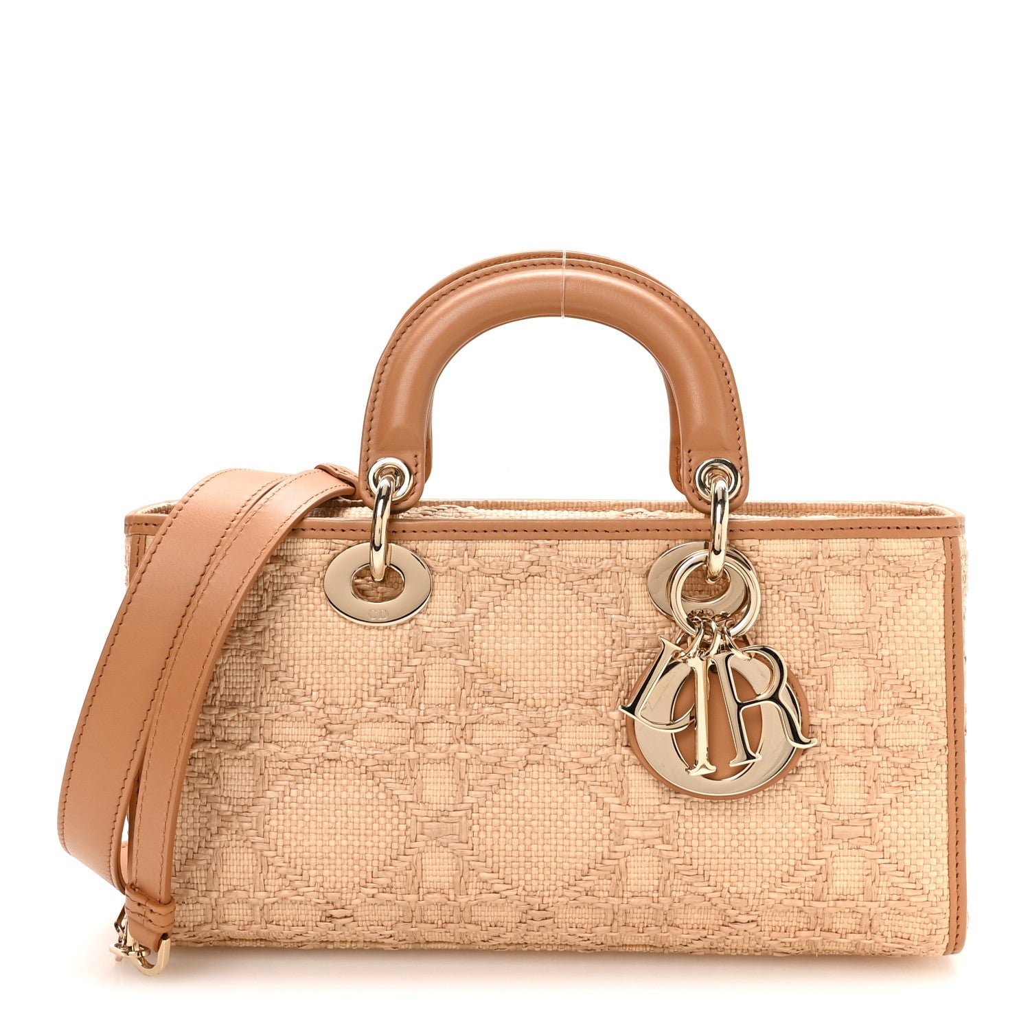 Christian Dior Raffia Macro Cannage Lady D-Joy Natural