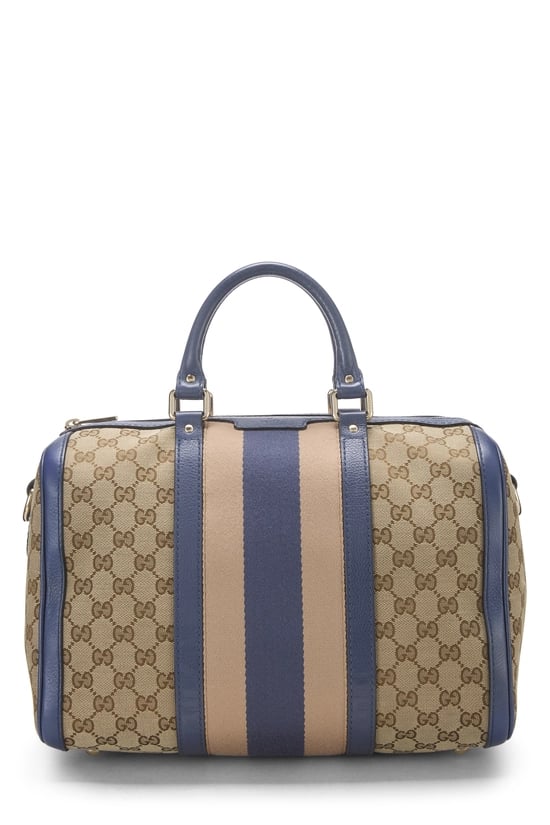Blue Original GG Canvas Web Boston Handbag Small