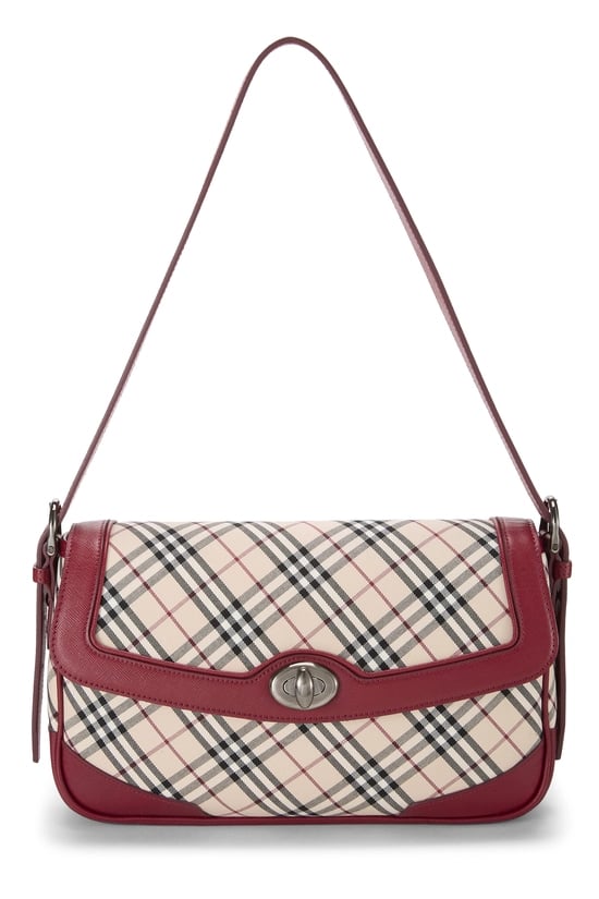 Burberry Red House Check Jacquard Turnlock Shoulder Bag