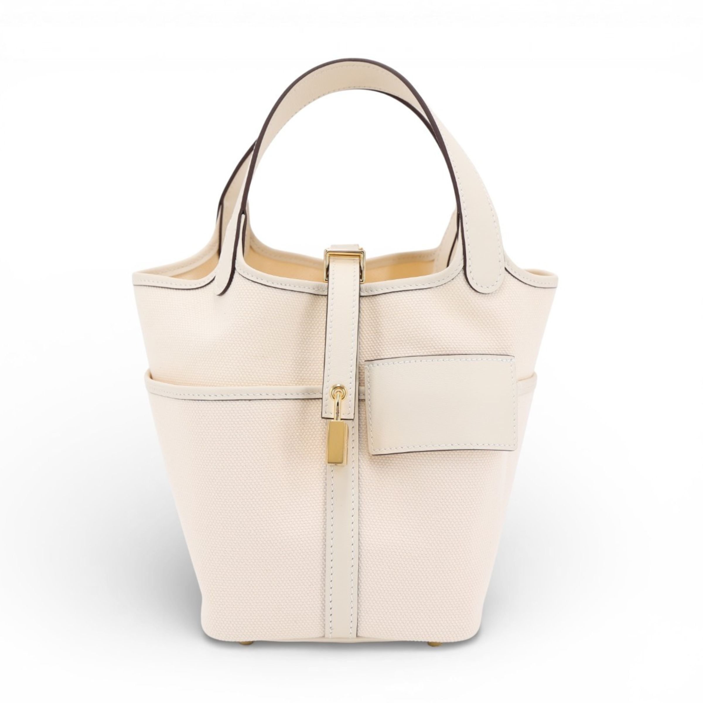 Unused ( Rank NS ) HERMÈS Picotin Lock PM Nata (I2) Swift Canvas Gold hardware U (2022)