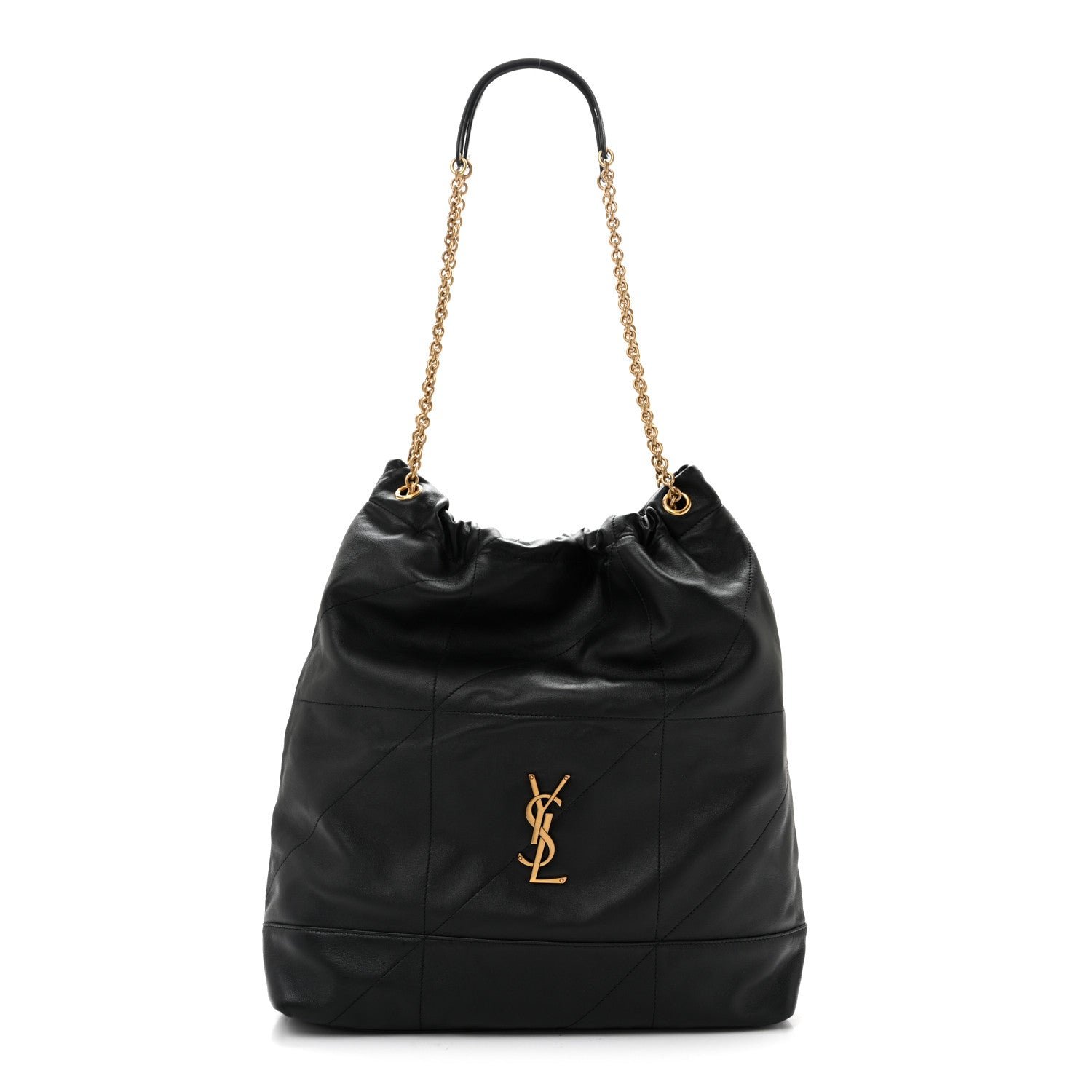 Saint Laurent Lambskin Matelasse Monogram Large Jamie 4.3 Pochon Black