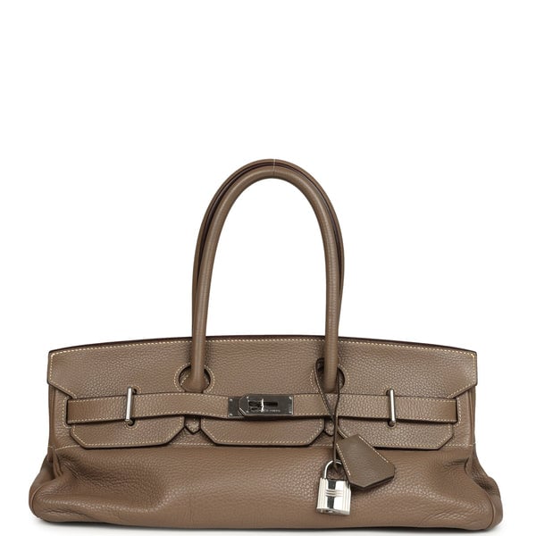 Hermes Vintage Hermes Shoulder Birkin 42 JPG Etoupe Clemence Palladium Hardware