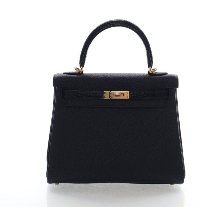 Hermes Noir Togo Lizard Touch Kelly 25