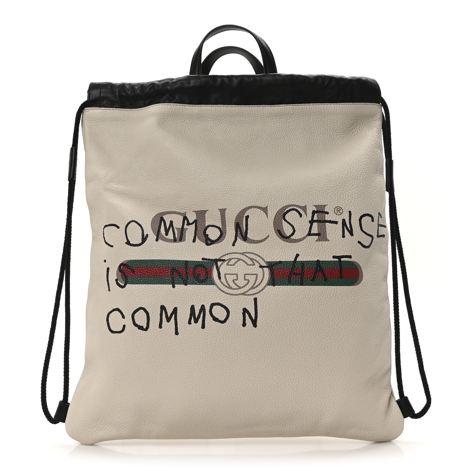 Gucci Calfskin Coco Capitan Logo Drawstring Backpack Mystic White