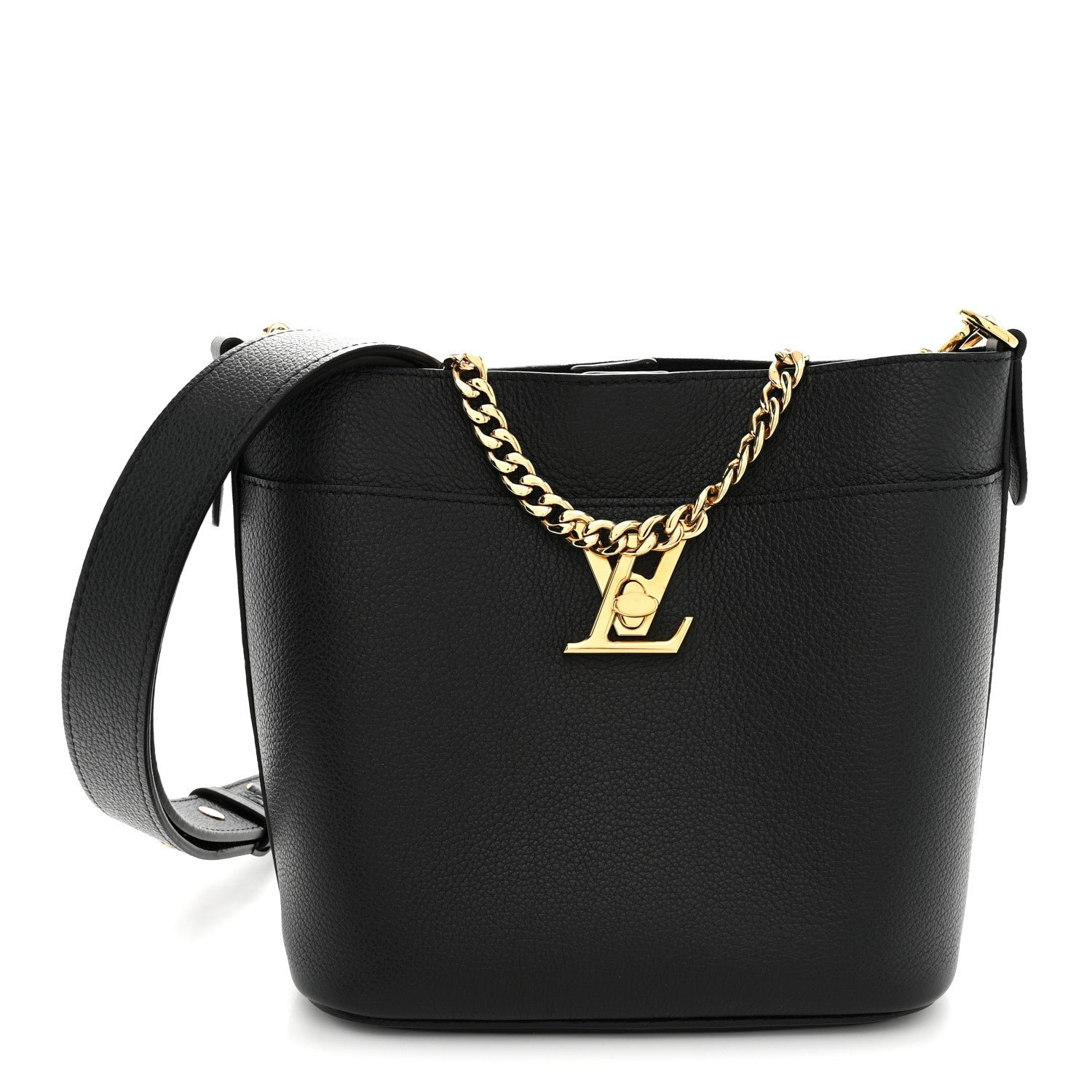Louis Vuitton Calfskin Lock and Walk Bucket Black