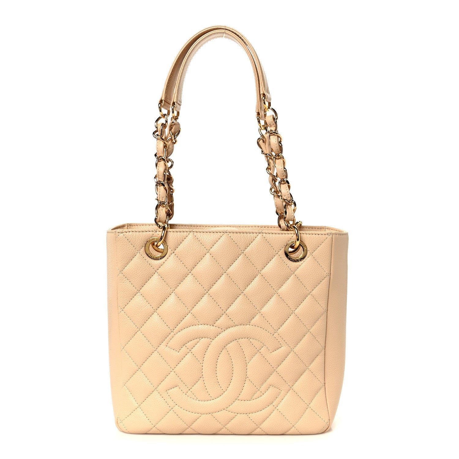 Chanel Caviar Quilted Petit Shopping Tote PST Beige Clair