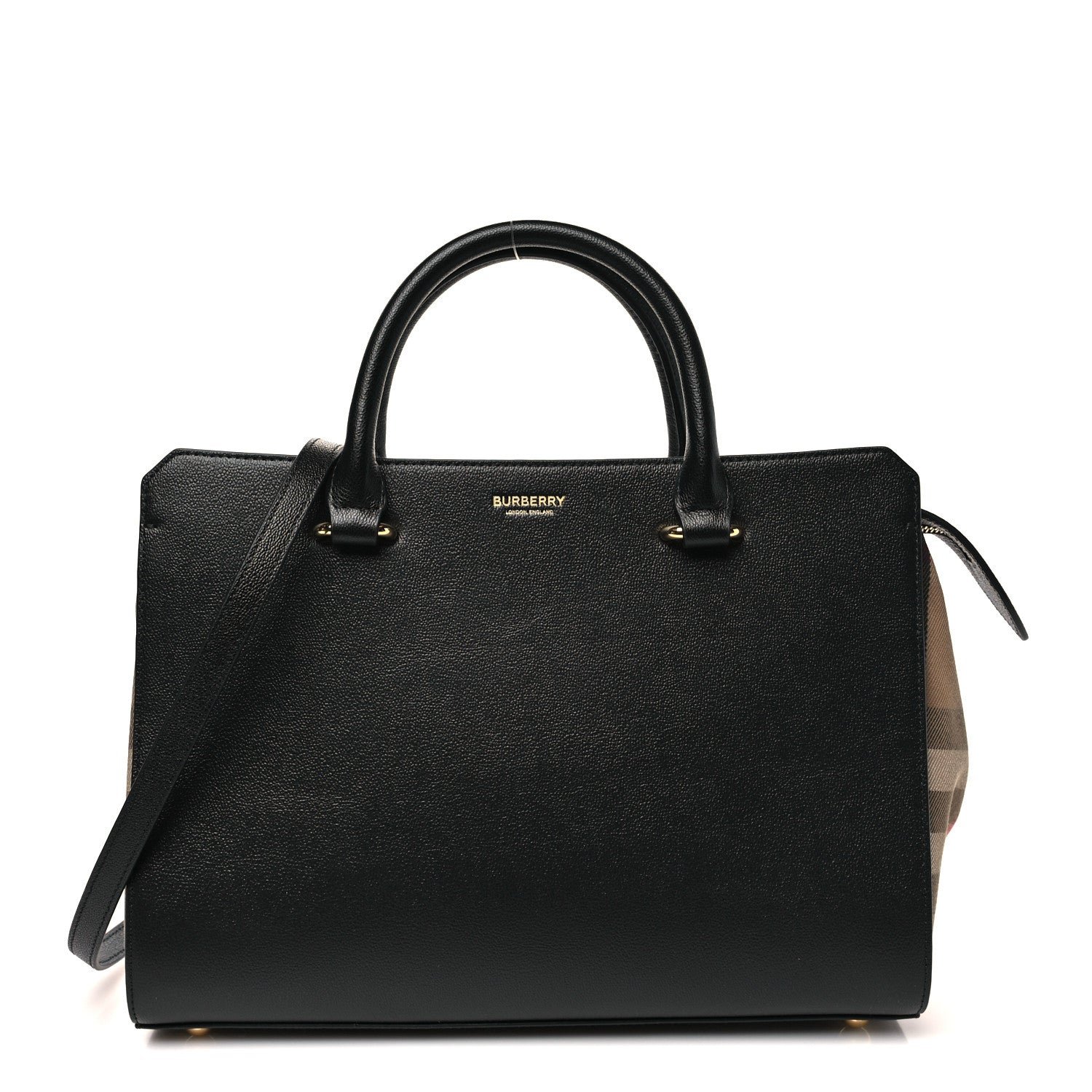 Burberry Calfskin Mega Check Small Banwell Tote Black