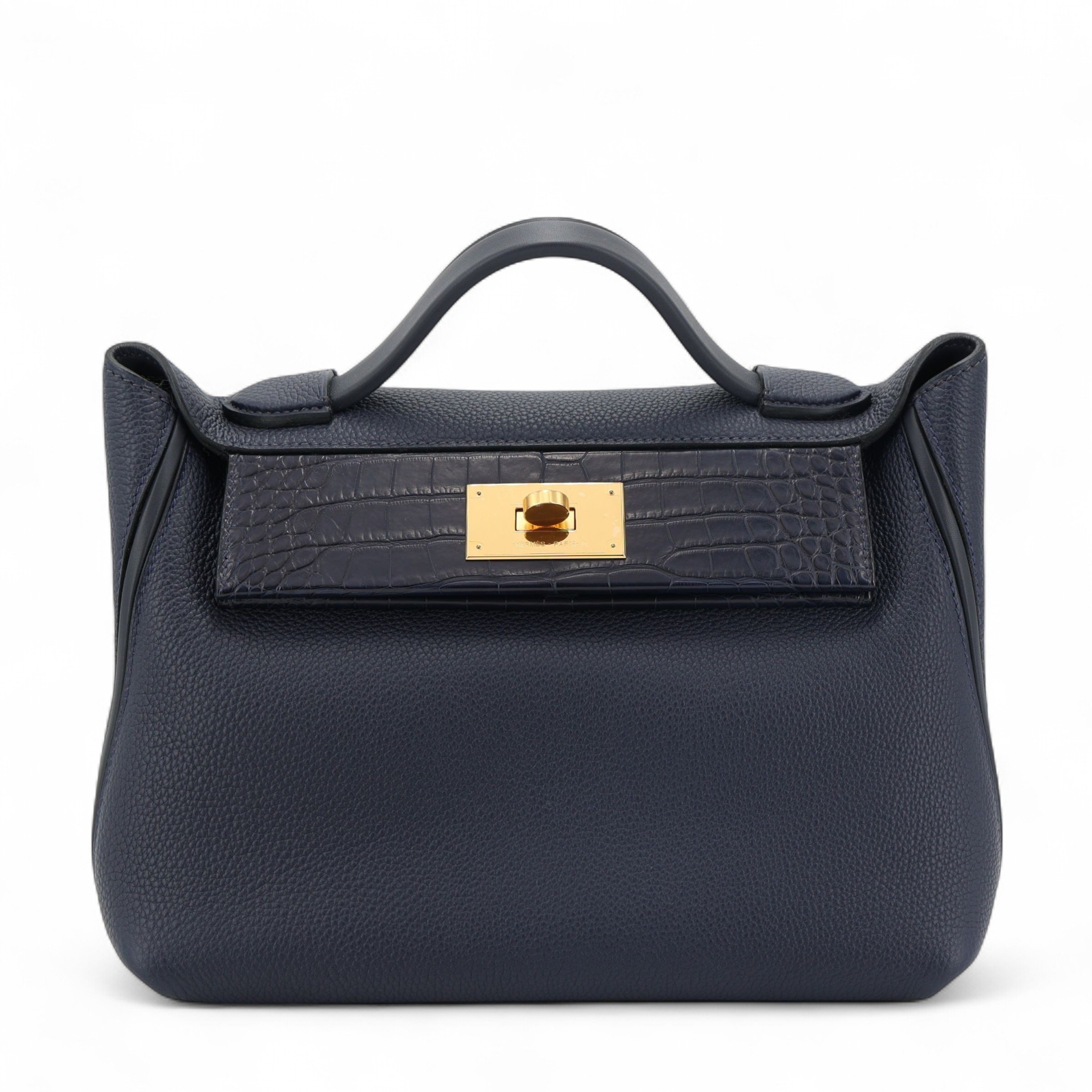 Unused ( Rank NS ) HERMÈS 24/24 - 29 Touch Bleu Nuit (2Z) Togo Matte Alligator Gold hardware D (2019)