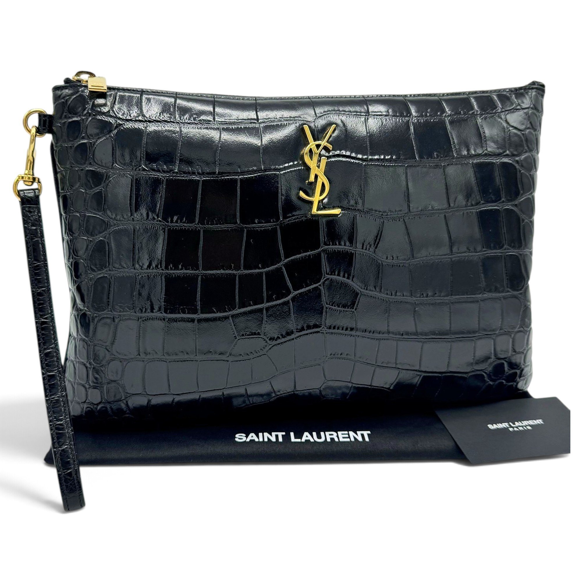 Leather clutch bag