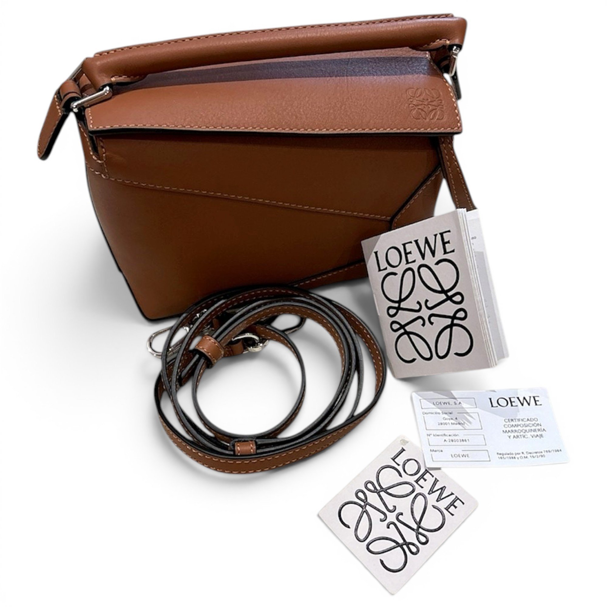 Puzzle leather handbag