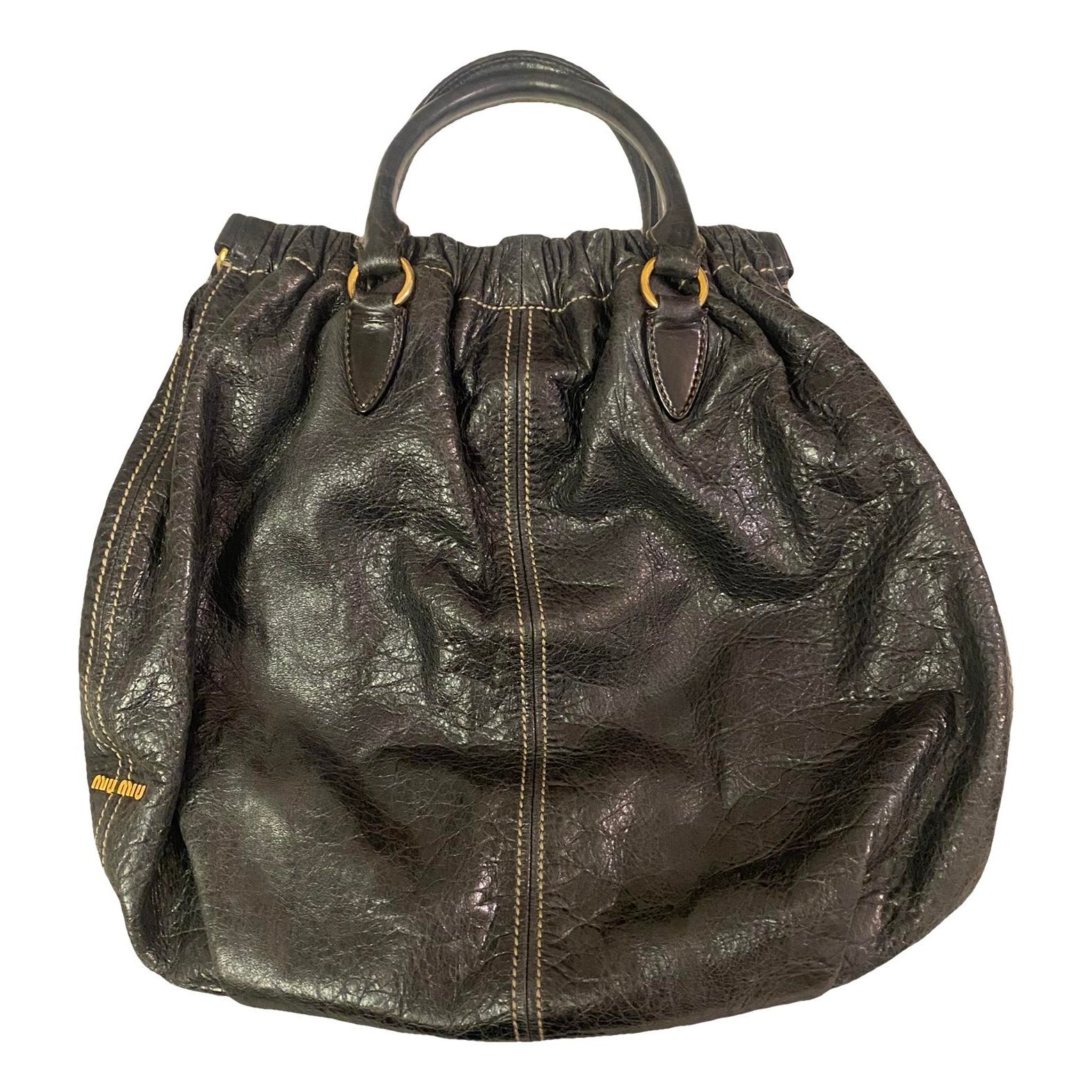 Bow bag leather handbag