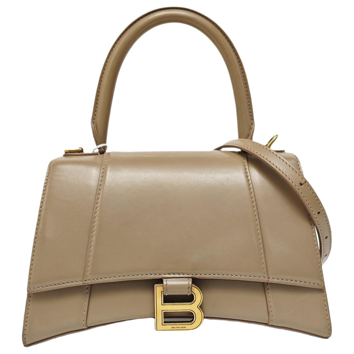 Hourglass leather handbag