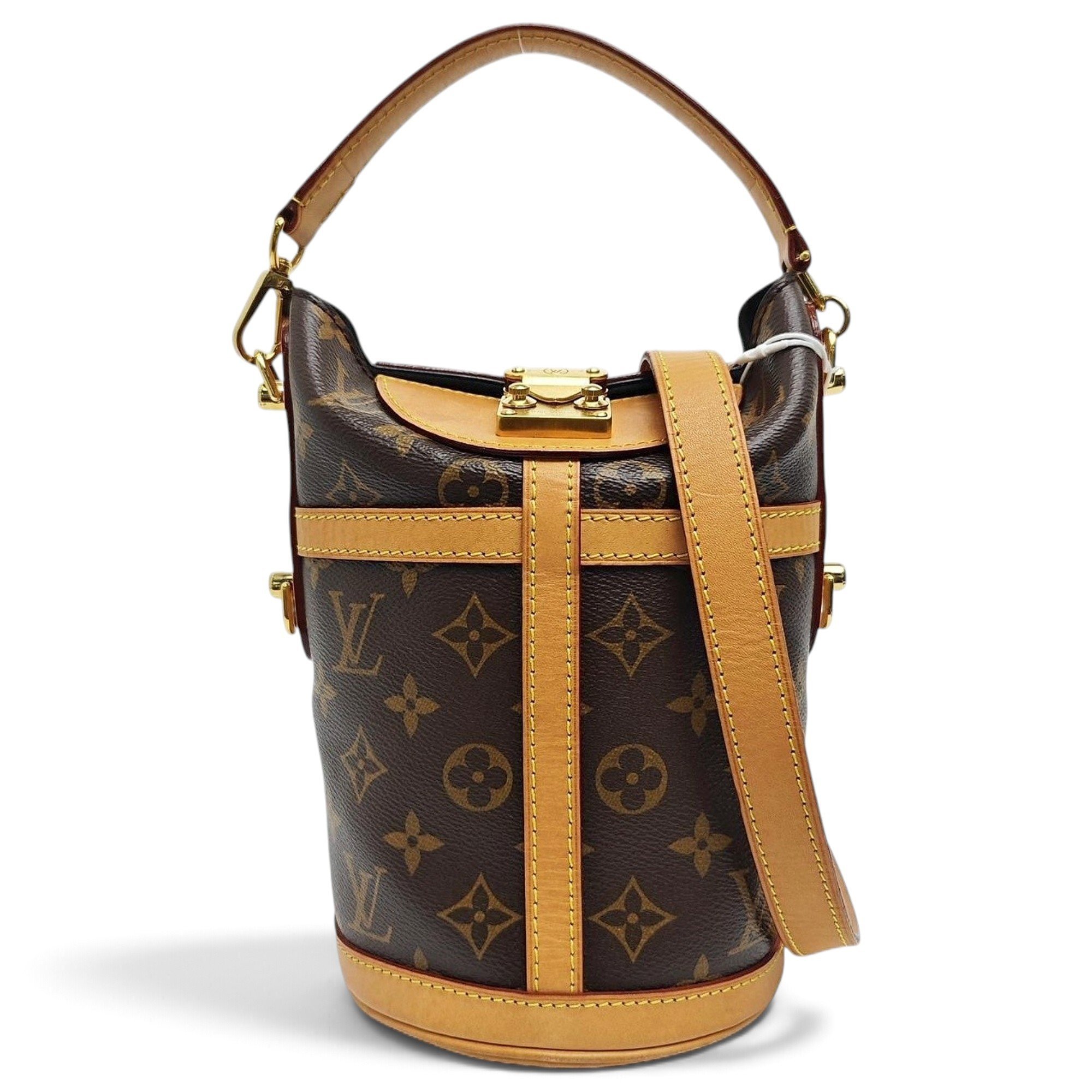 Duffle leather handbag