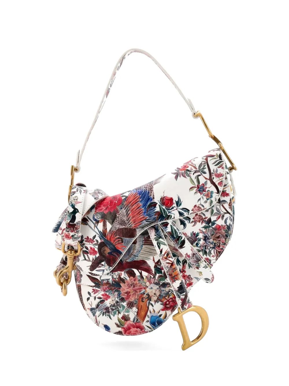 Saddle Handbag with Strap Printed Leather Medium shoulder bag