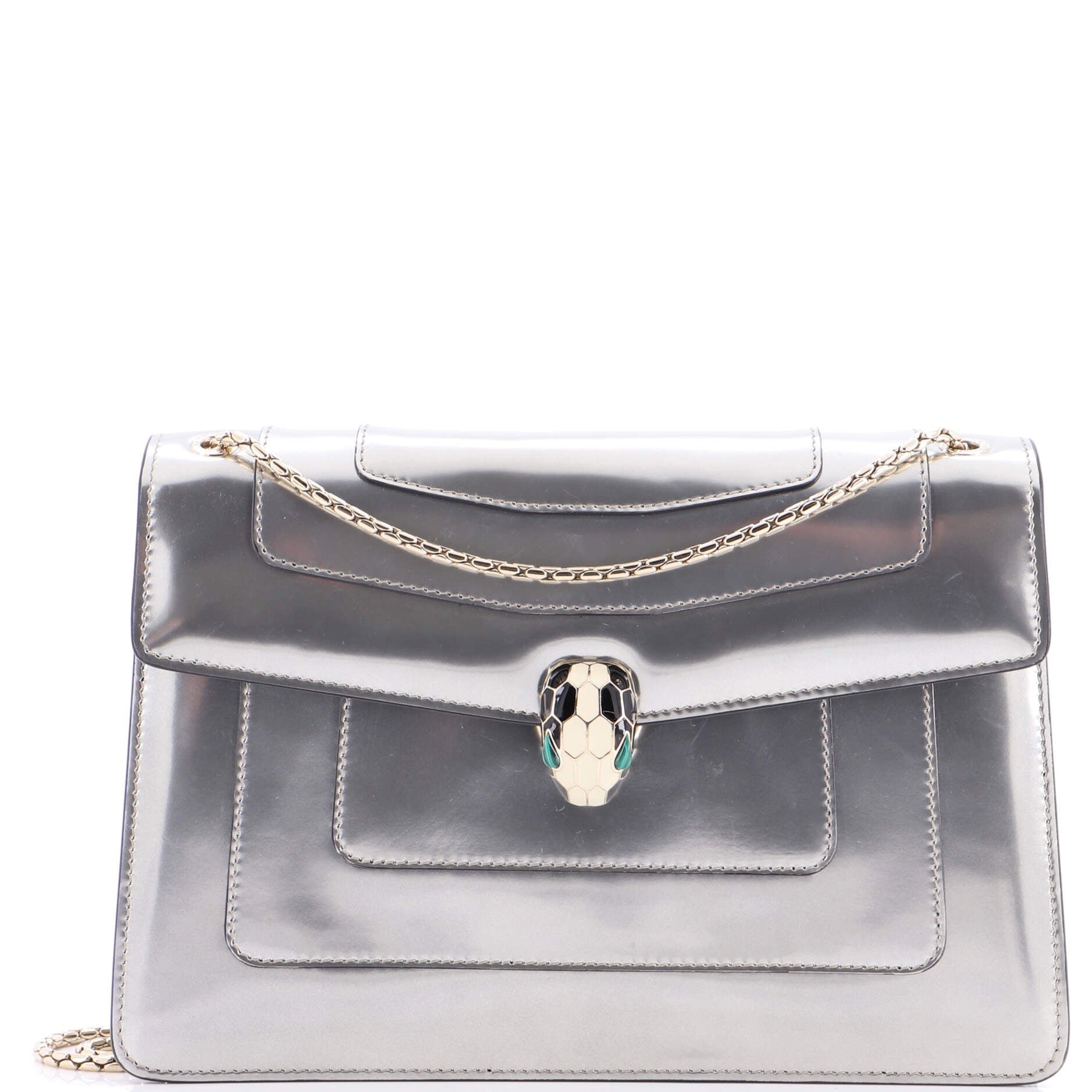 Bvlgari Serpenti Forever Shoulder Bag Metallic Leather Medium