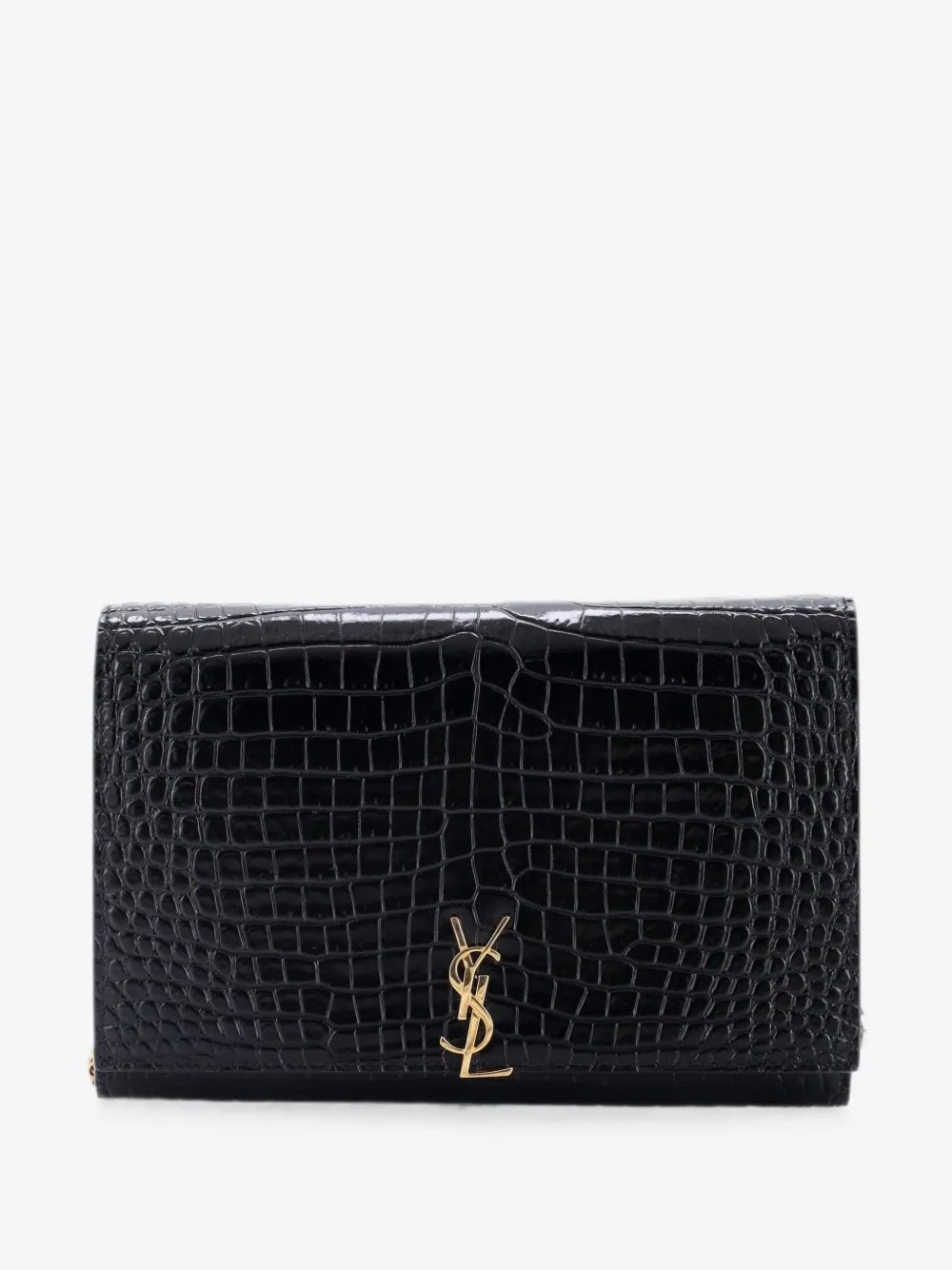 Classic Monogram Flap Chain Wallet Crocodile Embossed Leather clutch bag