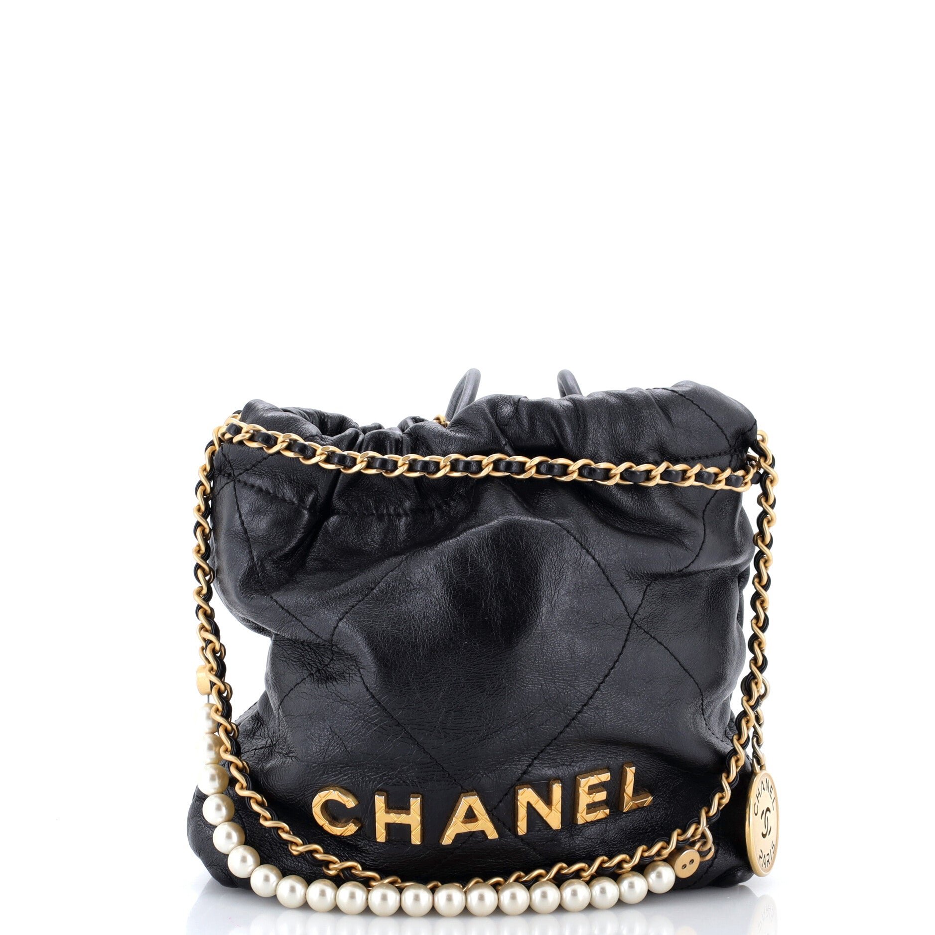 22 Chain Hobo Quilted Calfskin with Pearl Chain Mini