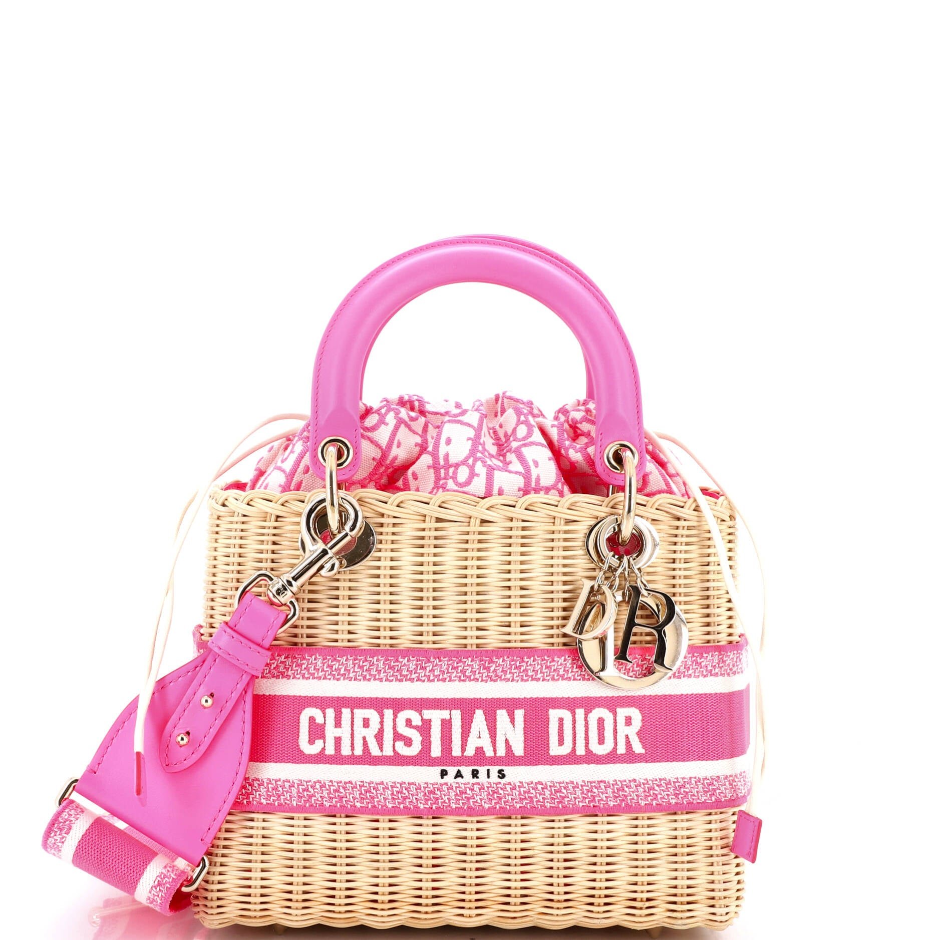 Lady Dior Bag Wicker and Oblique Canvas Medium