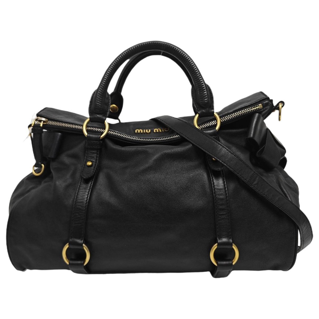 Bow bag leather handbag