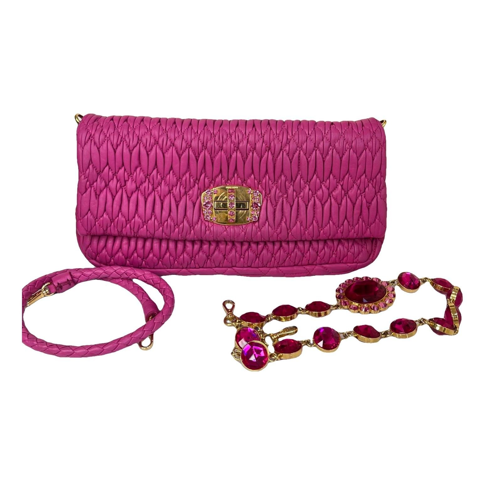 Miu Crystal leather handbag