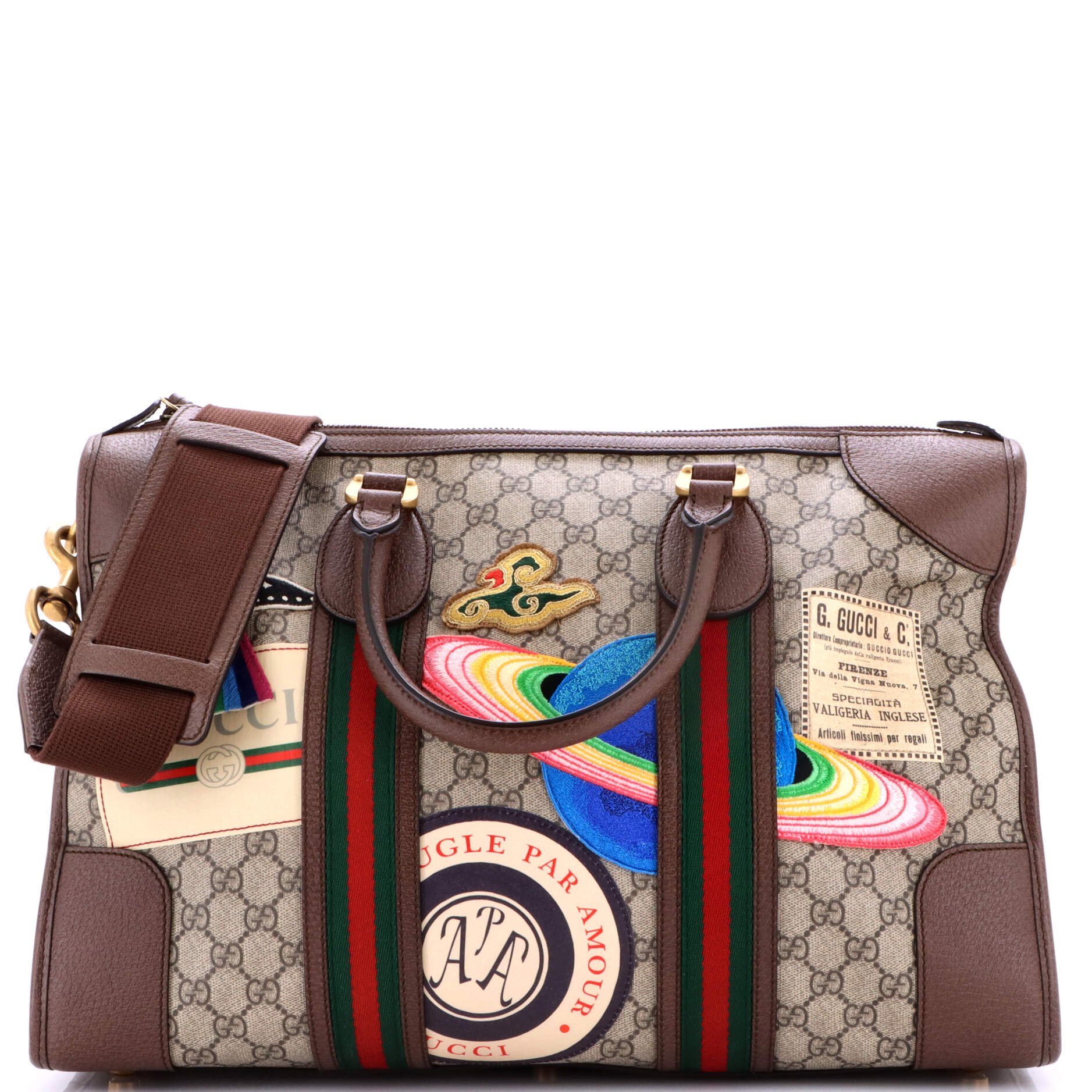 Courrier Carry On Convertible Duffle GG Coated Canvas with Applique Small