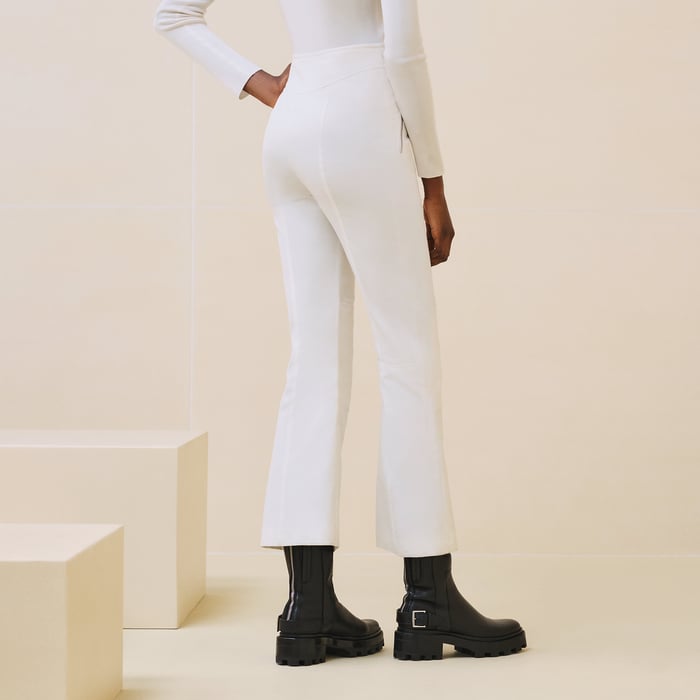 Blanc Naturel High-waisted Bootcut Quilted Biker Pants