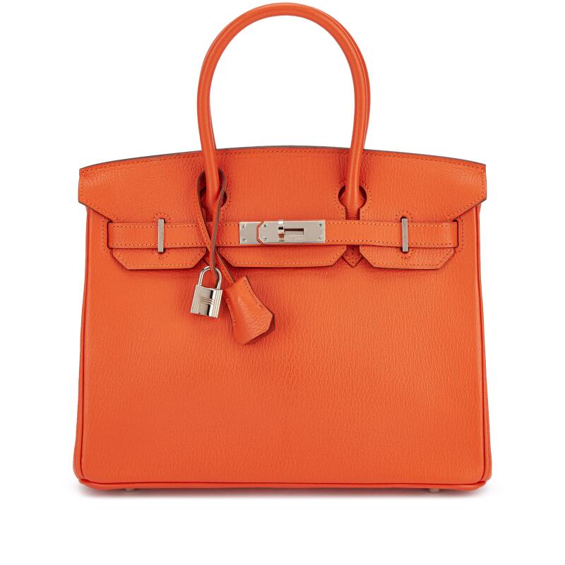 Hermes Orange H Chèvre Birkin 30 Palladium Hardware, 2005