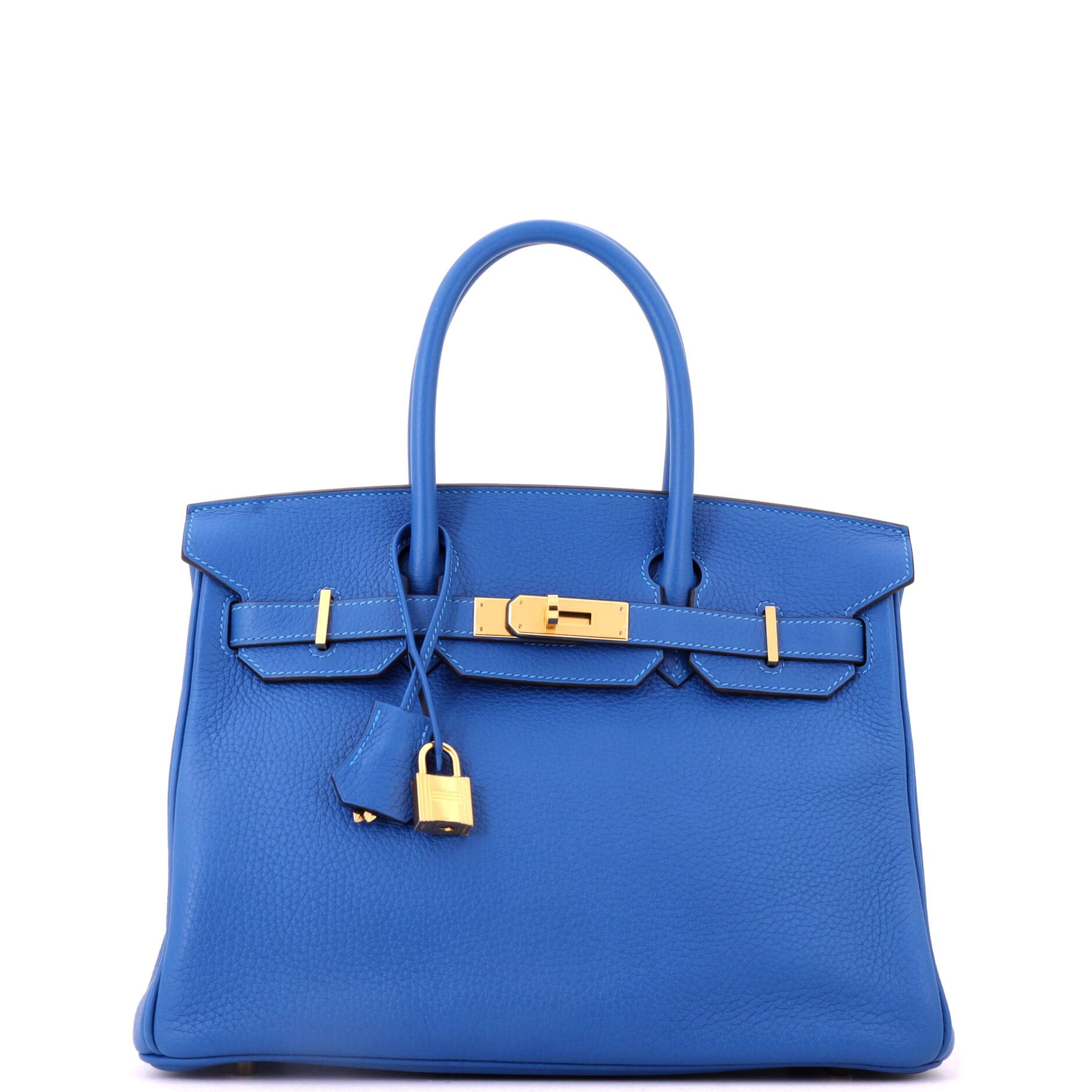 Birkin Handbag Mykonos Clemence with Gold Hardware 30