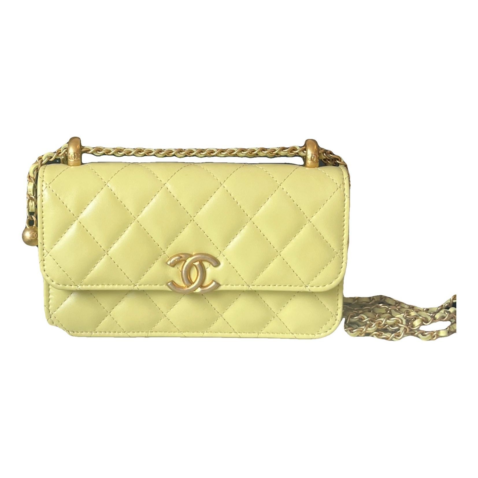 Trendy CC Wallet on Chain leather handbag