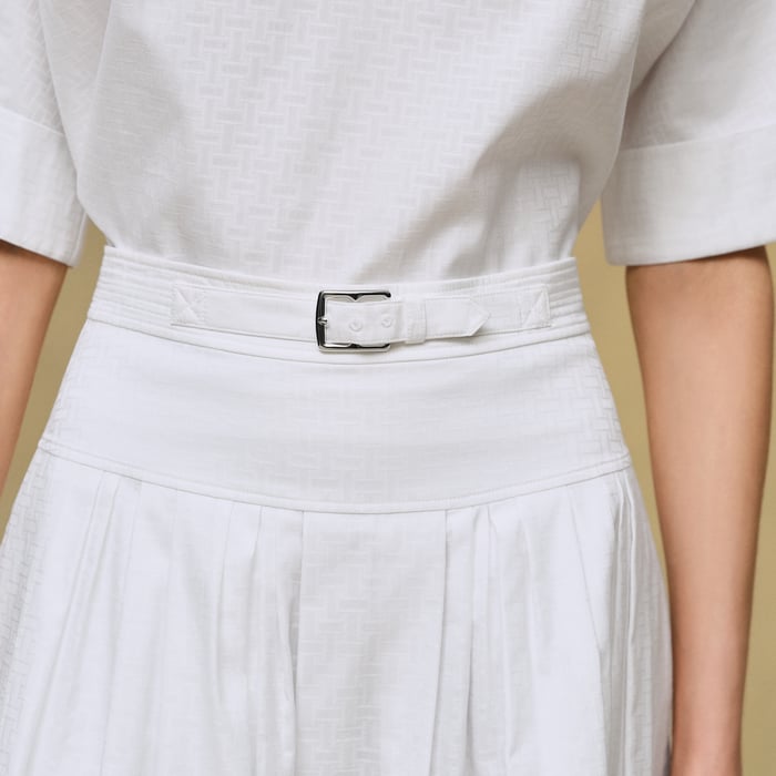 Blanc "Mosaique" Pleated Skirt With Basque